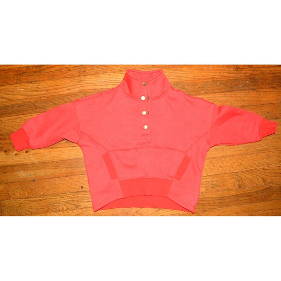 ODDI Kids Girls Red Fleece Pullover Sweatshirt, Size M, Button Front NWT - Picture 1 of 4